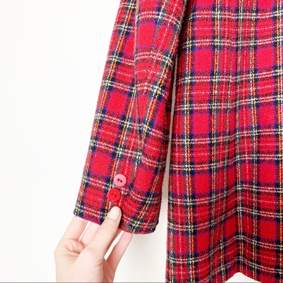 Vintage Red Plaid Three Button Boxy Blazer Women’s Size 8 - Picture 5 of 8